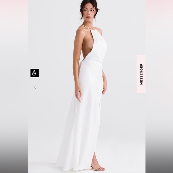 House of CB Zanab Thigh High Slit Open Back Satin Maxi Dress Ivory Cream 🤍 - Picture 8 of 16